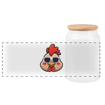 Poulet cool avec des lunettes de soleil Animal de ferme drôle - Boîte à biscuits avec couvercle en bois - blanc - Devant
