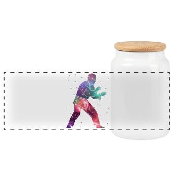 Judo Judoka Space Men Kids Martial Arts - Panoramic Cookie Jar with Wooden Lid - white - Front