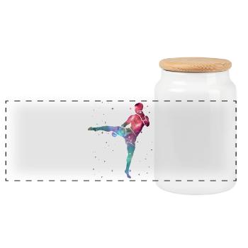 Muay Thai Kickboxer Arts Martiaux Espace Kickboxing - Boîte à biscuits avec couvercle en bois - blanc - Devant