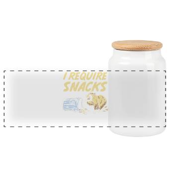 I Require Snacks Trash Panda Raccoon - Panoramic Cookie Jar with Wooden Lid - white - Front