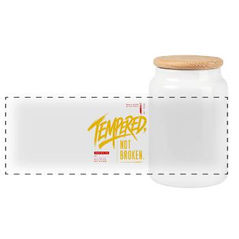 Tempered, Not Broken – Design Streetwear motivatio - Panorama Keksdose mit Holzdeckel - Weiß - Vorne