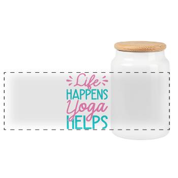 La vie de yoga se fait Le yoga aide Yoga drôle de yoga - Boîte à biscuits avec couvercle en bois - blanc - Devant