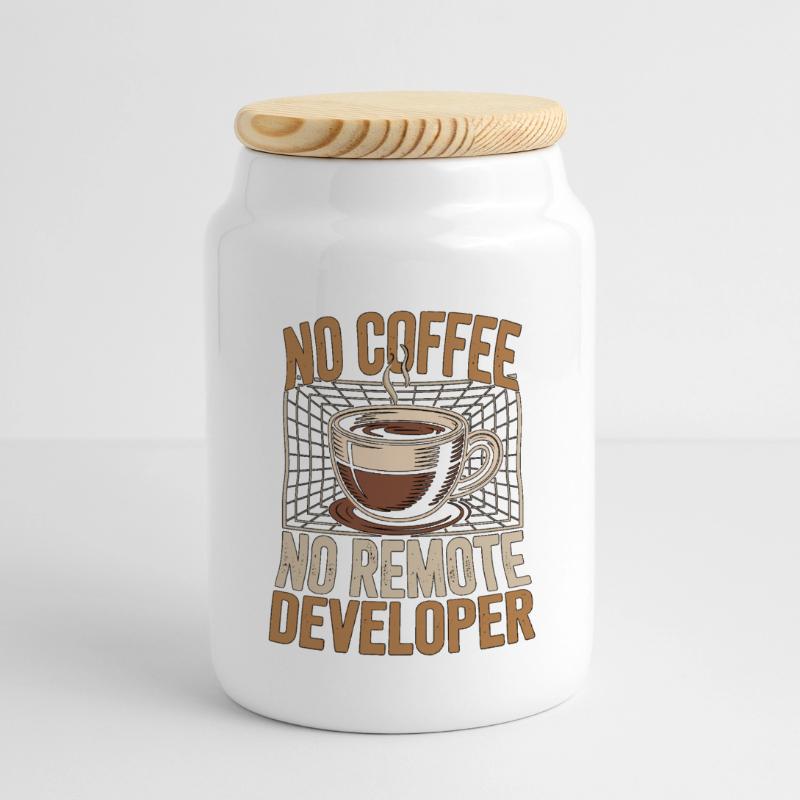 Remote Developer No Coffee Programmer Coffee Lover Panorama Keksdose mit Holzdeckel