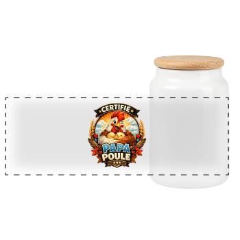 Certifié Papa Poule Câlin Familial - Boîte à biscuits avec couvercle en bois - blanc - Devant