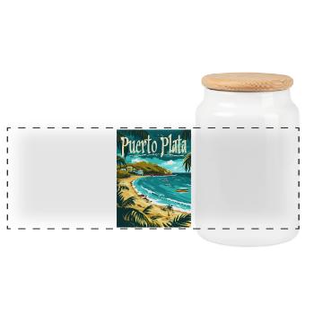 Puerto Plata Strandparadies Tropische Küste - Panorama Keksdose mit Holzdeckel - Weiß - Vorne