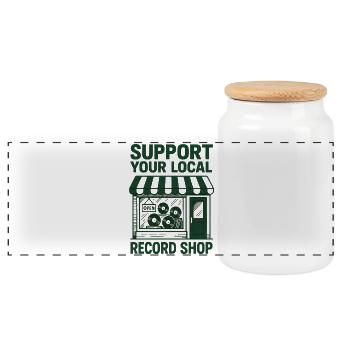 Soutenez votre magasin de disques | Vinyle - Boîte à biscuits avec couvercle en bois - blanc - Devant