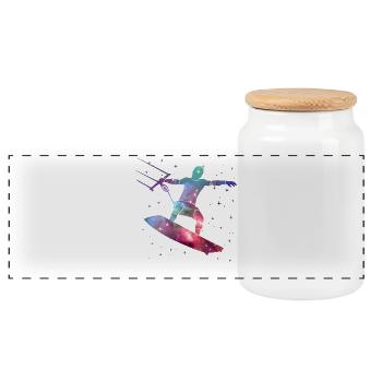 Kite Surfing Kitesurf Space Kids Kitesurfing - Panoramic Cookie Jar with Wooden Lid - white - Front