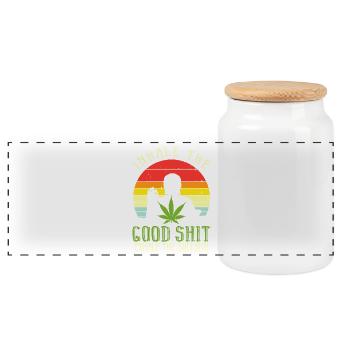 Inhale la bonne merde, expire, conneries - Boîte à biscuits avec couvercle en bois - blanc - Devant