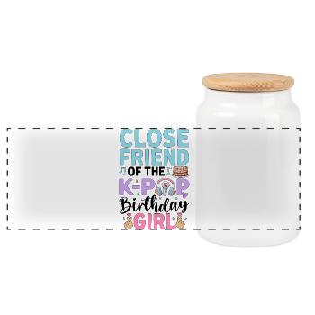 Amie proche de la fille d’anniversaire de la K-Pop - Boîte à biscuits avec couvercle en bois - blanc - Devant