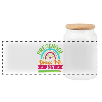 Maître de maternelle m’apporte de la joie Maître de maternelle - Boîte à biscuits avec couvercle en bois - blanc - Devant