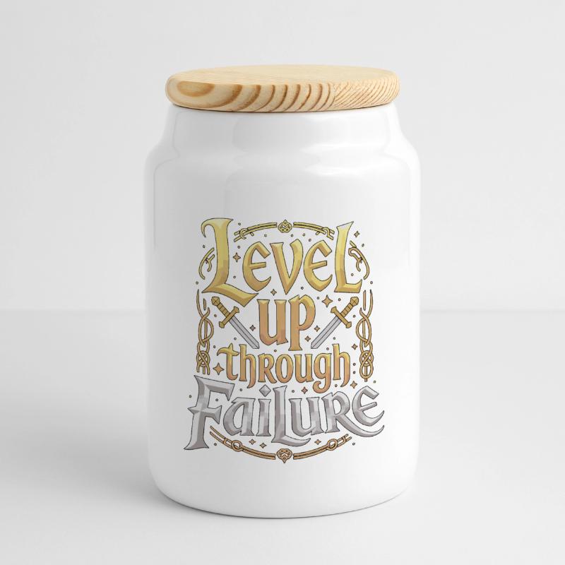 Game Developer Level Up Through Gaming Programmer Panorama Keksdose mit Holzdeckel