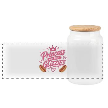 Fan de grill de hot-dogs au pain à la saucisse - Boîte à biscuits avec couvercle en bois - blanc - Devant