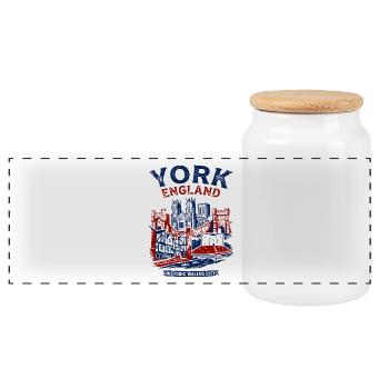 York England Walled City Landscape Skyline - Panorama Keksdose mit Holzdeckel - Weiß - Vorne
