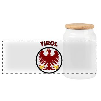 Tirol Wappenadler - Panorama Keksdose mit Holzdeckel - Weiß - Vorne