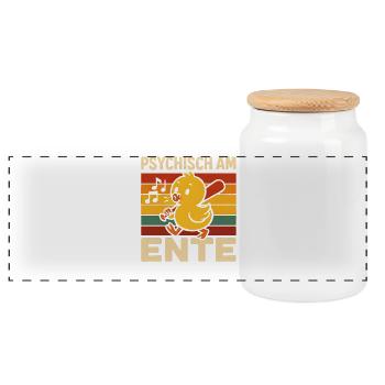 Psychisch Am Ente Lustiger Spruch Humor  - Panorama Keksdose mit Holzdeckel - Weiß - Vorne
