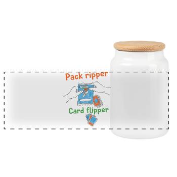 Pack Ripper Card Flipper Trading Card Collector - Panoramic Cookie Jar with Wooden Lid - white - Front