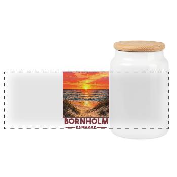 Ostsee Sonenuntergang Bornholm - Panorama Keksdose mit Holzdeckel - Weiß - Vorne