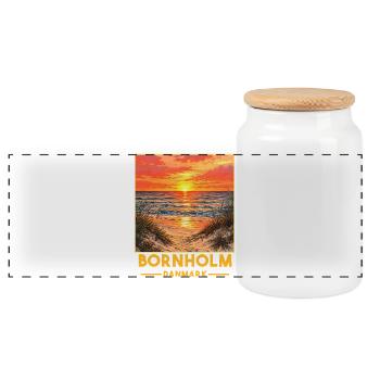 Ostsee Sonenuntergang Bornholm - Panorama Keksdose mit Holzdeckel - Weiß - Vorne