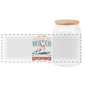 Water Strider Superpower - Panoramic Cookie Jar with Wooden Lid - white - Front