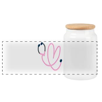 Pink Heart Stethoscope - Panoramic Cookie Jar with Wooden Lid - white - Front