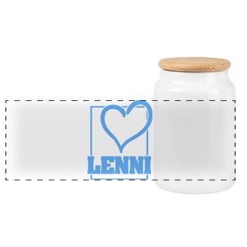 LENNI Herz Logo Shirt - Panorama Keksdose mit Holzdeckel - Weiß - Vorne