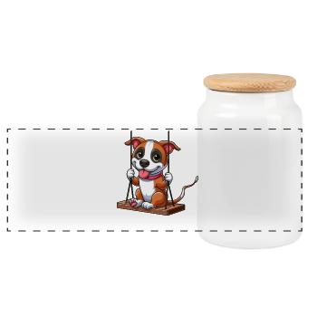 Aire de jeux pour bercer le Staffordshire Terrier - Boîte à biscuits avec couvercle en bois - blanc - Devant