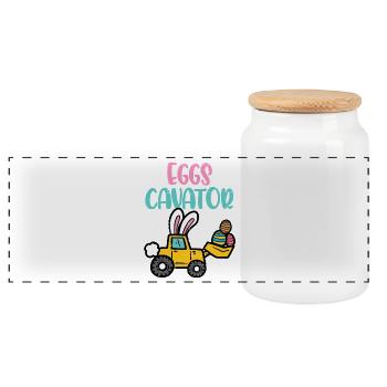 Egg Cavator Camion de Pâques - Boîte à biscuits avec couvercle en bois - blanc - Devant