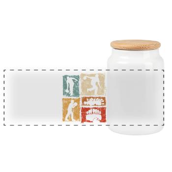Bowling Skittles Vintage Graphic for Bowlers - Panoramic Cookie Jar with Wooden Lid - white - Front