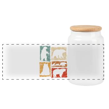 Bears Perspectives Retro Animal Print - Panoramic Cookie Jar with Wooden Lid - white - Front
