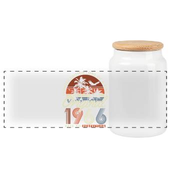 60th Birthday 1966 Vintage Vintage Retro Gift - Panoramic Cookie Jar with Wooden Lid - white - Front