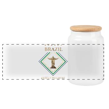 Brésil vintage-Ordre et Progrès - Boîte à biscuits avec couvercle en bois - blanc - Devant