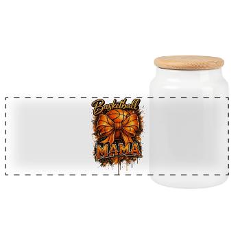 Vintage Mama Basketball | Sportliches Mama-Geschenk - Panorama Keksdose mit Holzdeckel - Weiß - Vorne