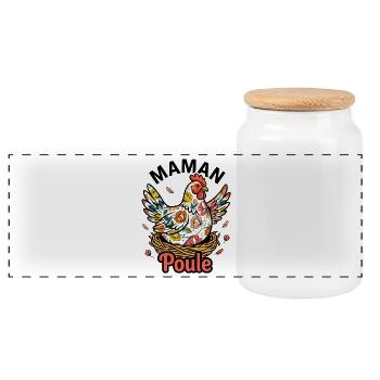 Maman Poule Motif Floral Fête Des Mères - Boîte à biscuits avec couvercle en bois - blanc - Devant