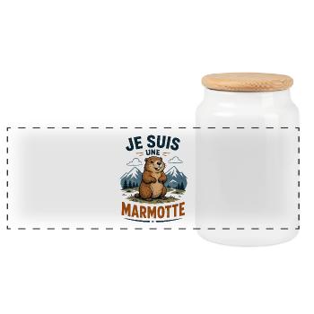 Marmotte des Alpes Souriante - Boîte à biscuits avec couvercle en bois - blanc - Devant
