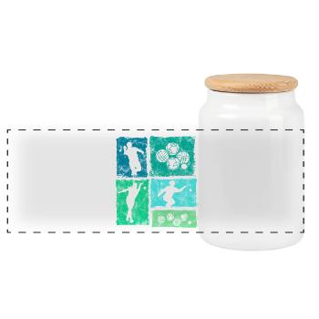 Retro Boccia And Petanque Player Graphic - Panoramic Cookie Jar with Wooden Lid - white - Front