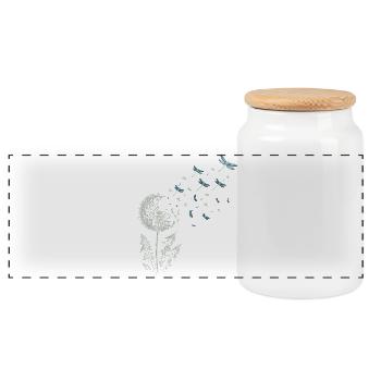 Pissenlit avec libellules - Boîte à biscuits avec couvercle en bois - blanc - Devant