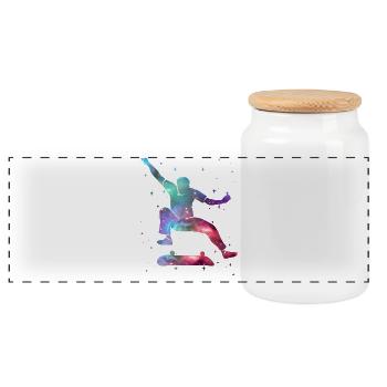 Skater Skating Skateboarder Space Skateboard - Panoramic Cookie Jar with Wooden Lid - white - Front