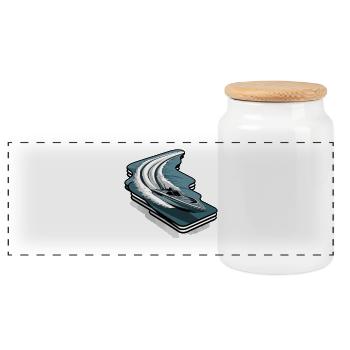 Elegant Motorboat Wave Adventure Lust - Panoramic Cookie Jar with Wooden Lid - white - Front