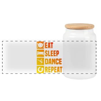 Gift idea for the breakdancer with break dance - Panoramic Cookie Jar with Wooden Lid - white - Front