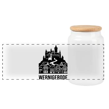 Wernigerode Harz - Panorama Keksdose mit Holzdeckel - Weiß - Vorne