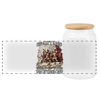 Glorious Warriors of Sparta King Leonidas 300 - Panoramic Cookie Jar with Wooden Lid - white - Front