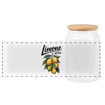 Limone Zitronen - Panorama Keksdose mit Holzdeckel - Weiß - Vorne