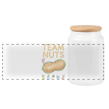 Gender Reveal Team Nuts Babyparty Mama Papa Team - Panorama Keksdose mit Holzdeckel - Weiß - Vorne