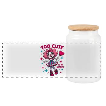 Too Cute To Be Normal Clowngirl Clown - Panorama Keksdose mit Holzdeckel - Weiß - Vorne