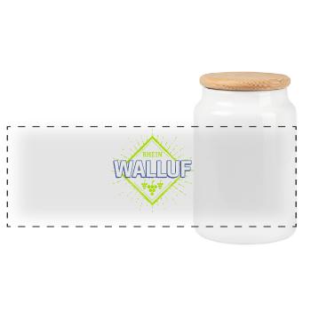Walluf am Rhein Retro Reben Deutschland Souvenir - Panorama Keksdose mit Holzdeckel - Weiß - Vorne