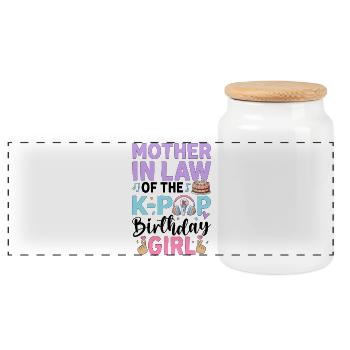 Mother-In-Law of The K-Pop Birthday Gir - Panoramic Cookie Jar with Wooden Lid - white - Front