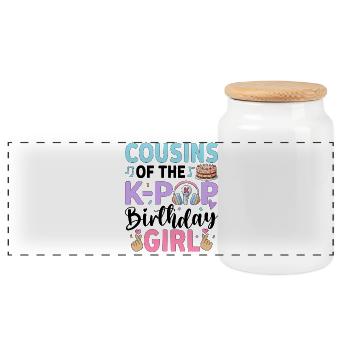 Cousins of The K-Pop Birthday Girl - Panoramic Cookie Jar with Wooden Lid - white - Front