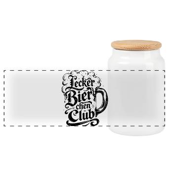 Tasse de bière Vintage du Club de la Bière Délicieuse - Boîte à biscuits avec couvercle en bois - blanc - Devant