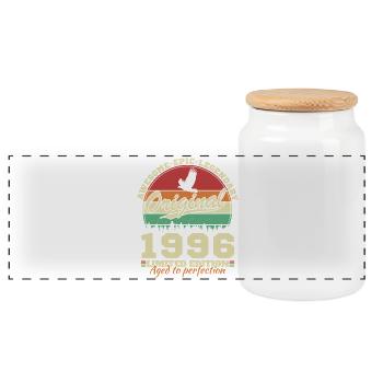 1996 Vintage Retro Birthday Gift 1996 - Panoramic Cookie Jar with Wooden Lid - white - Front