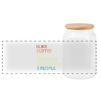 I Like Coffee Hognose and 3 People - Panoramic Cookie Jar with Wooden Lid - white - Front